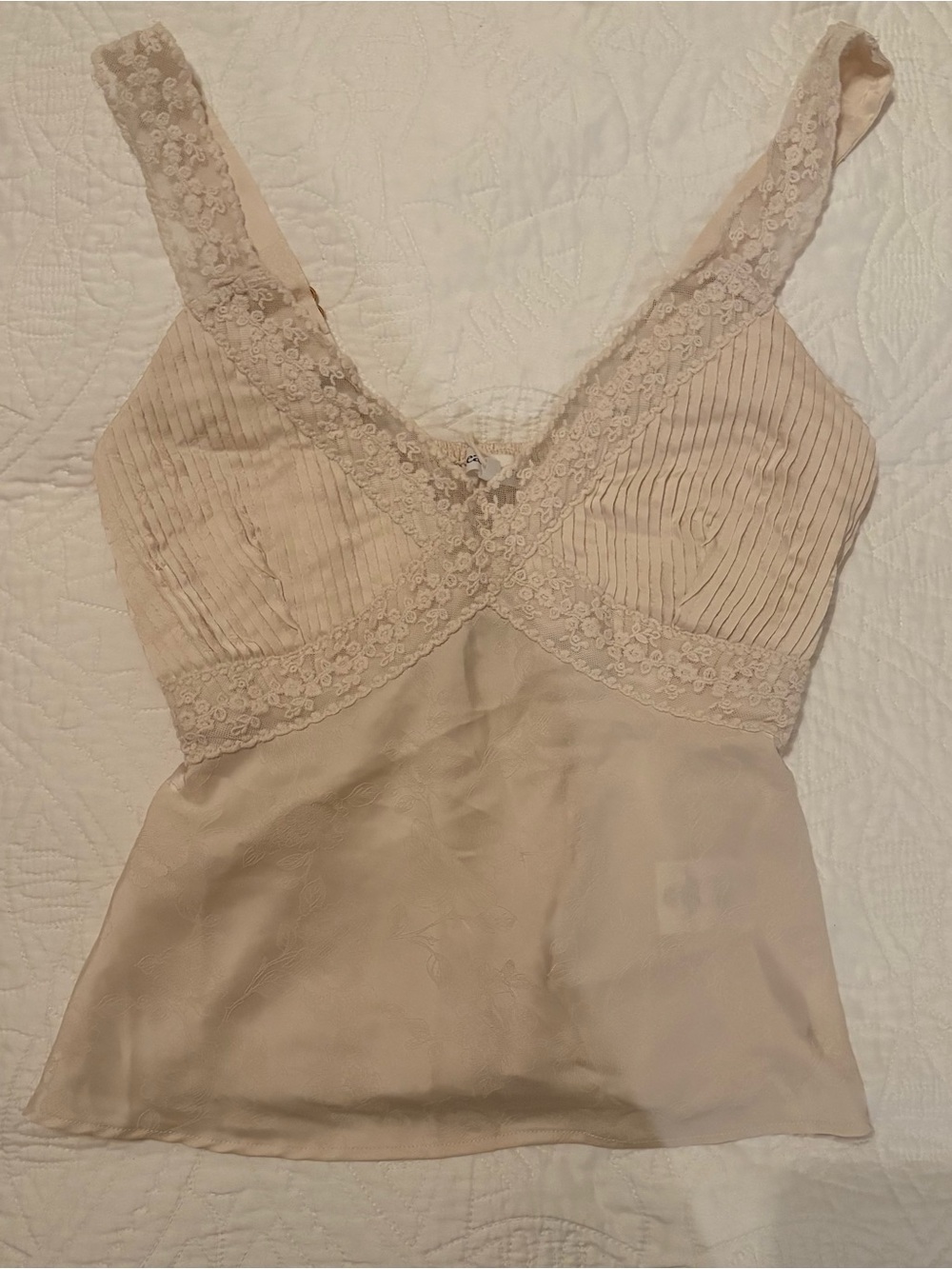 Heartloom Cream Lace Pleated Camisole